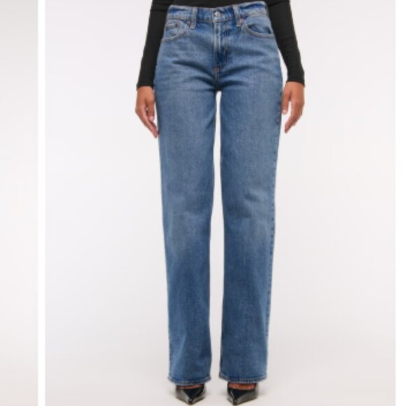 Abercrombie & Fitch The Baggy Low Rise (Curve Love) Jeans Medium Wash 26 / 2R - Picture 3 of 9